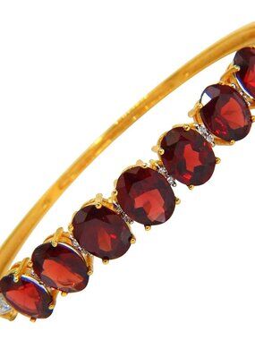 16.75ct NATURAL RED GARNET DIAMONDS BANGLE BRACELET 14KT*